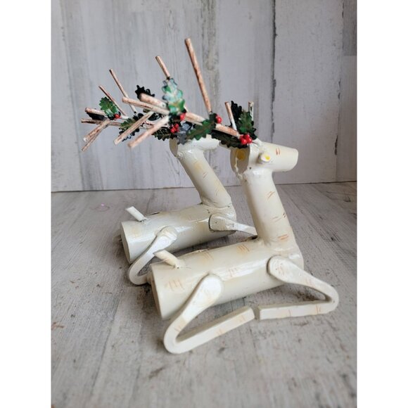 Vintage Birchwood reindeer Xmas home decor mistletoe folk art - Picture 9 of 10
